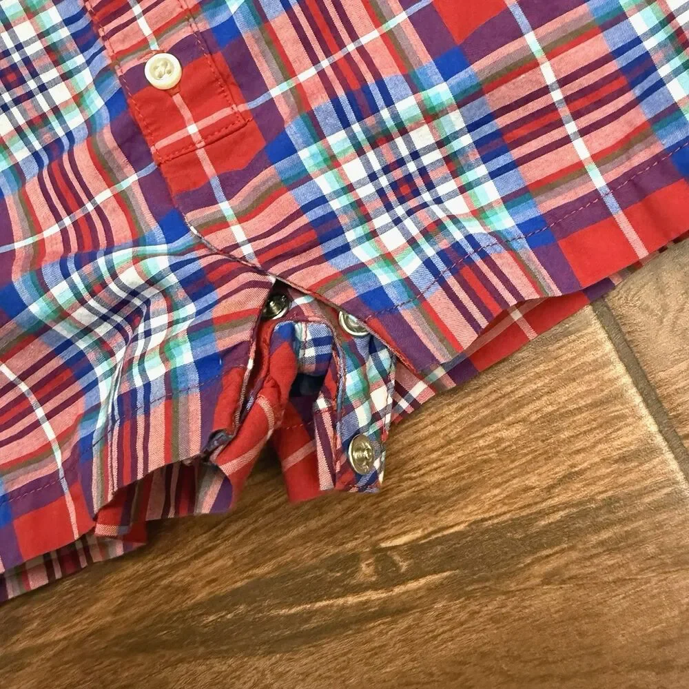 Polo Ralph Lauren Baby Boy 6M Short Romper Red Blue Plaid Patriotic USA
